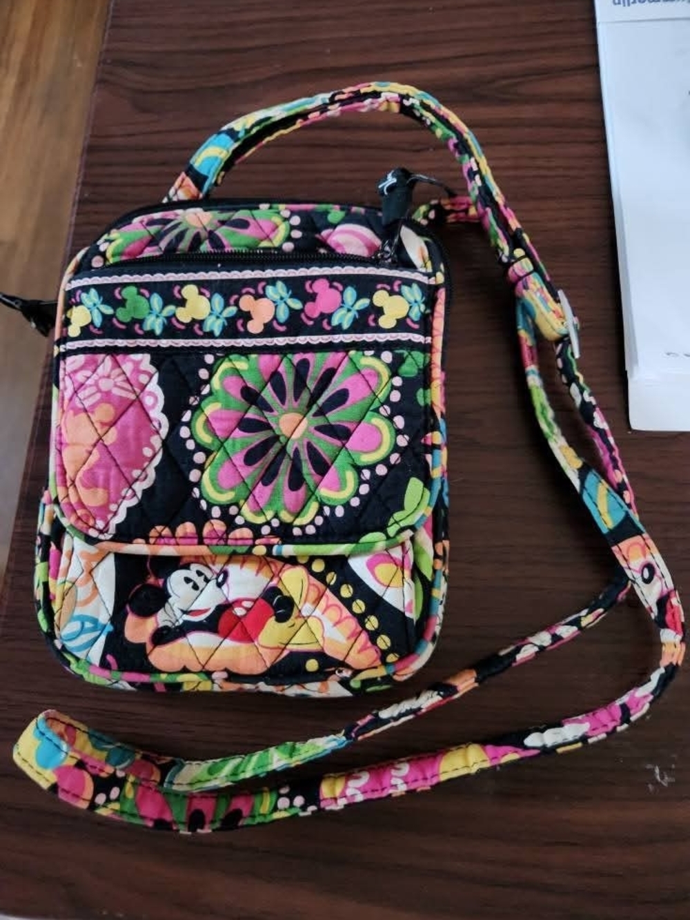 Vera Bradley Black Quilted Crossbody with Multicolor Floral Print